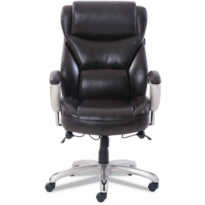 Image of SertaPedic® Emerson Big And Tall Task Chair, Supports Up To 400 Lb, 19.5" To 22.5" Seat Height, Brown Seat/back, Silver Base