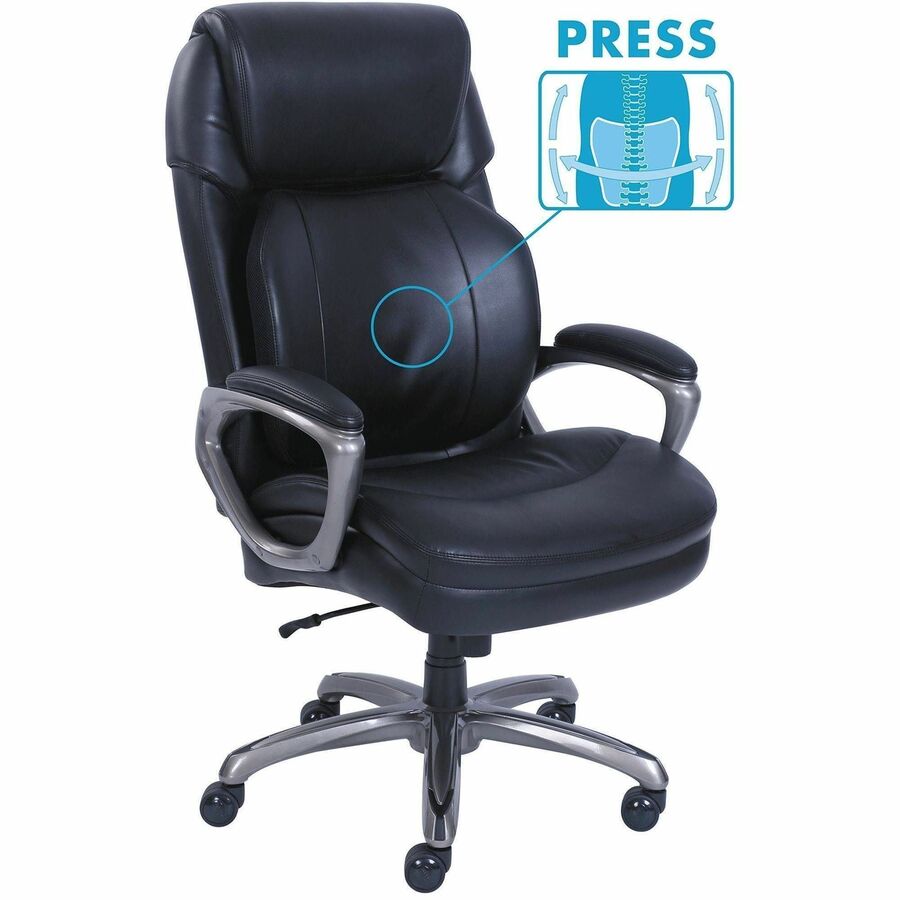 Image of SertaPedic® Cosset Big And Tall Executive Chair, Supports Up To 400 Lb, 19" To 22" Seat Height, Black Seat/back, Slate Base