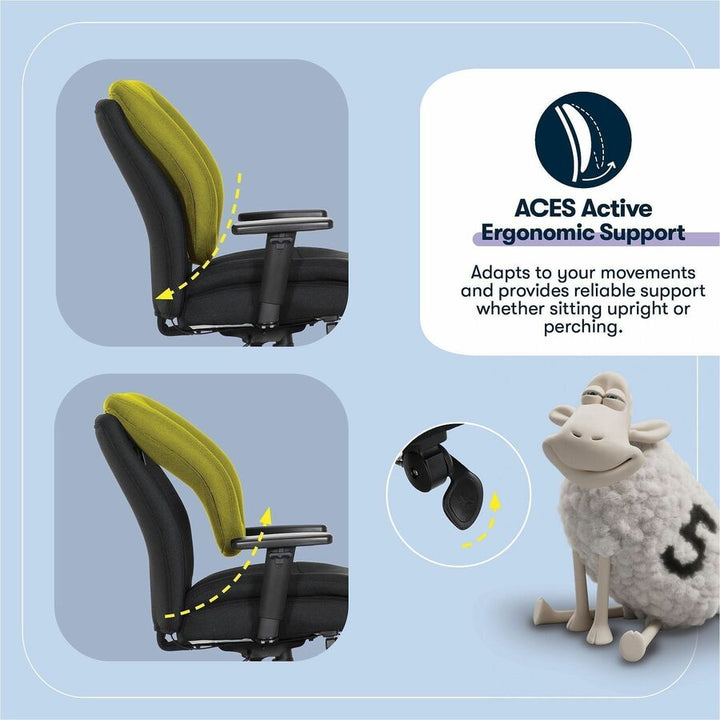 Image of Serta 48967A Chair, 5-star Base, Black, Memory Foam, Fabric, Armrest, 1 Each