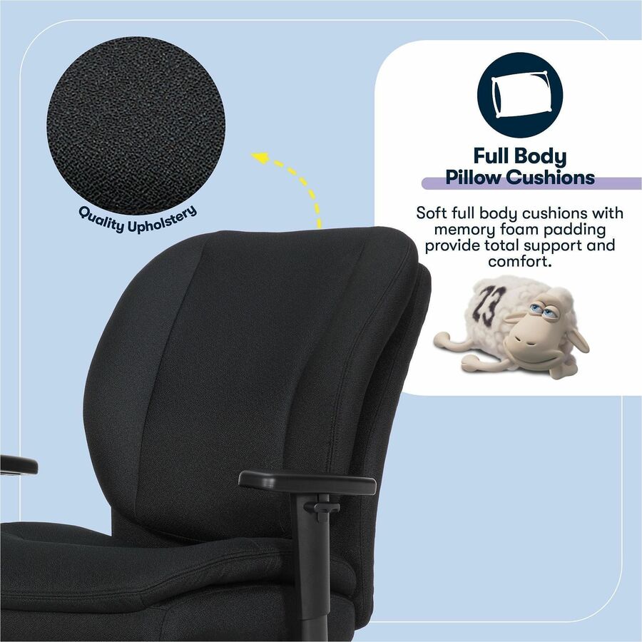 Image of Serta 48967A Chair, 5-star Base, Black, Memory Foam, Fabric, Armrest, 1 Each