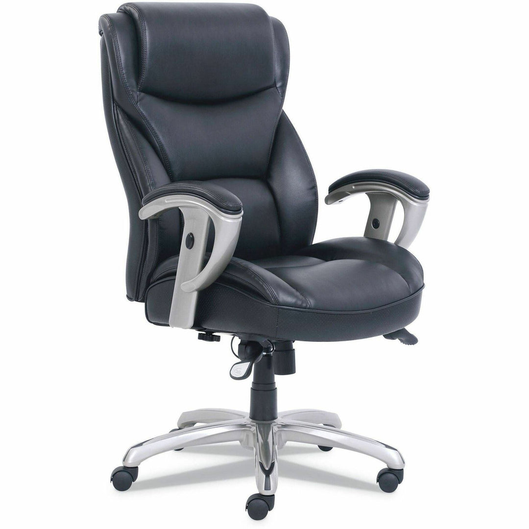 Image of SertaPedic® Emerson Big And Tall Task Chair, Supports Up To 400 Lb, 19.5" To 22.5" Seat Height, Black Seat/back, Silver Base