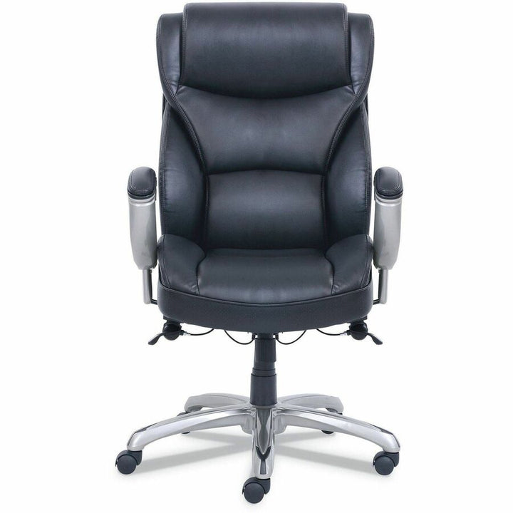 Image of SertaPedic® Emerson Big And Tall Task Chair, Supports Up To 400 Lb, 19.5" To 22.5" Seat Height, Black Seat/back, Silver Base