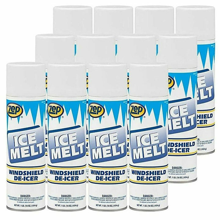 Image of Zep Commercial 17601 Ice Melt Aerosol De-Icer for Windshields and Windows, 20 oz., 20 fl oz, 12 / Each