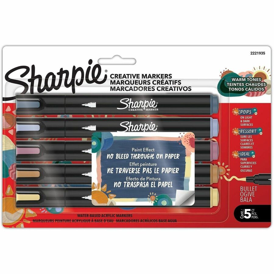 Image of Sharpie 2221935 Creative Markers, Water Based, Acrylic Based, Multipurpose, 5 / Pack