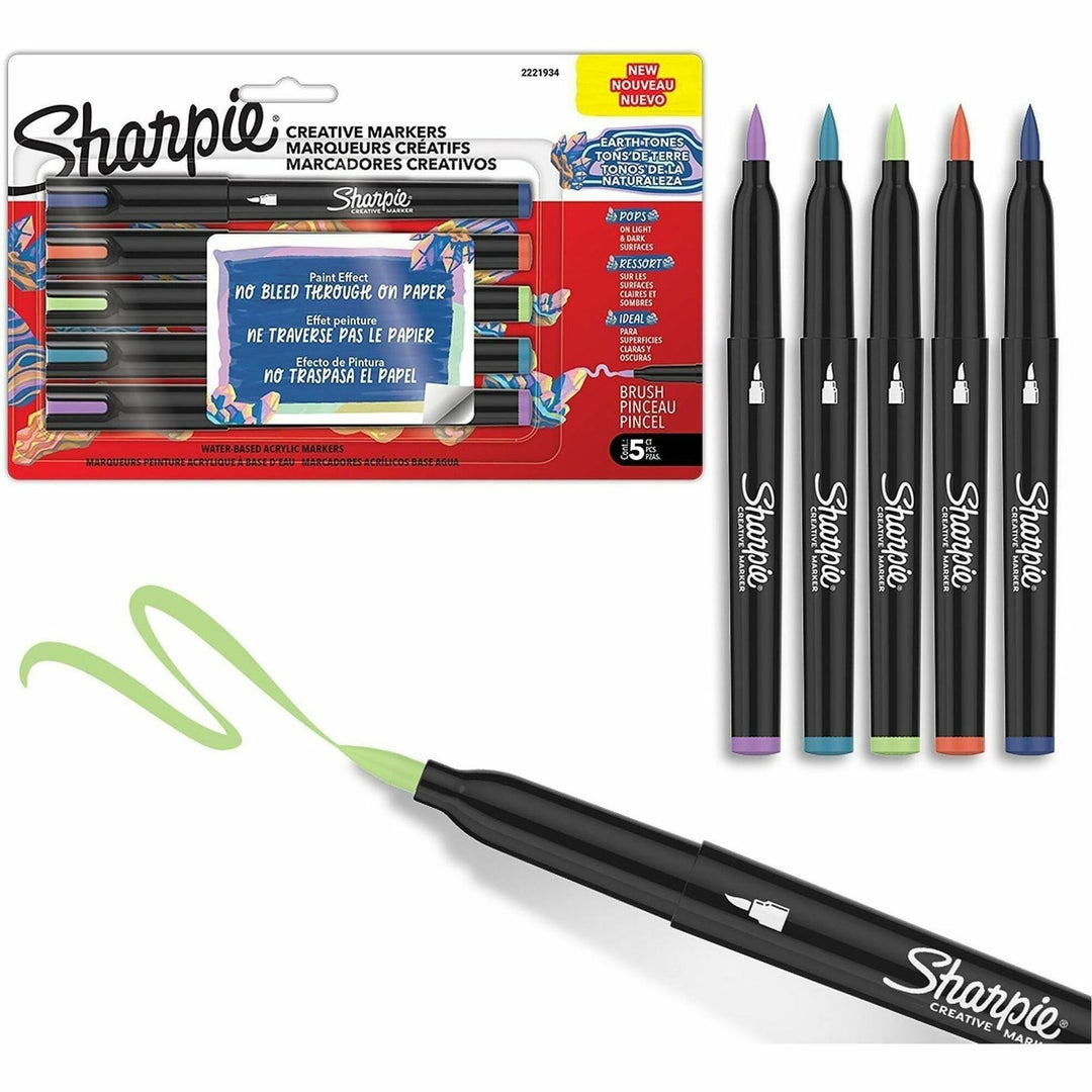 Image of Sharpie 2221934 Creative Markers, Earth Tone Ink, Water Based, Acrylic Based, Multipurpose, 5 / Pack