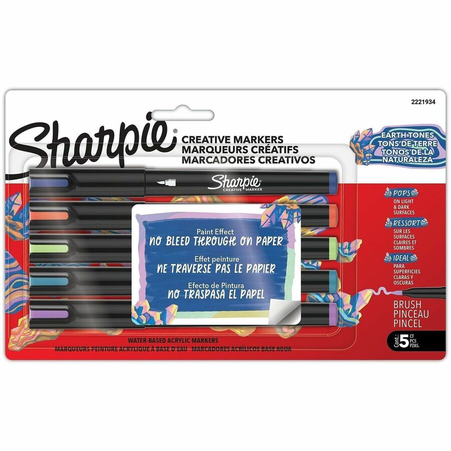 Image of Sharpie 2221934 Creative Markers, Earth Tone Ink, Water Based, Acrylic Based, Multipurpose, 5 / Pack