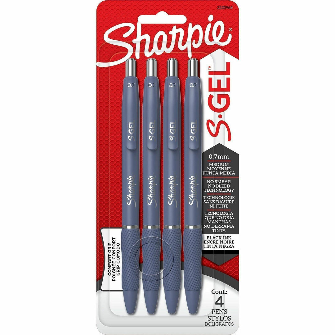 Image of Sharpie 2220964 S-Gel Gel Pen, 0.7 mm Pen Point, Retractable, Black Ink, Gel-based, Moonlit Midnight Barrel, Writing, 4 / Pack