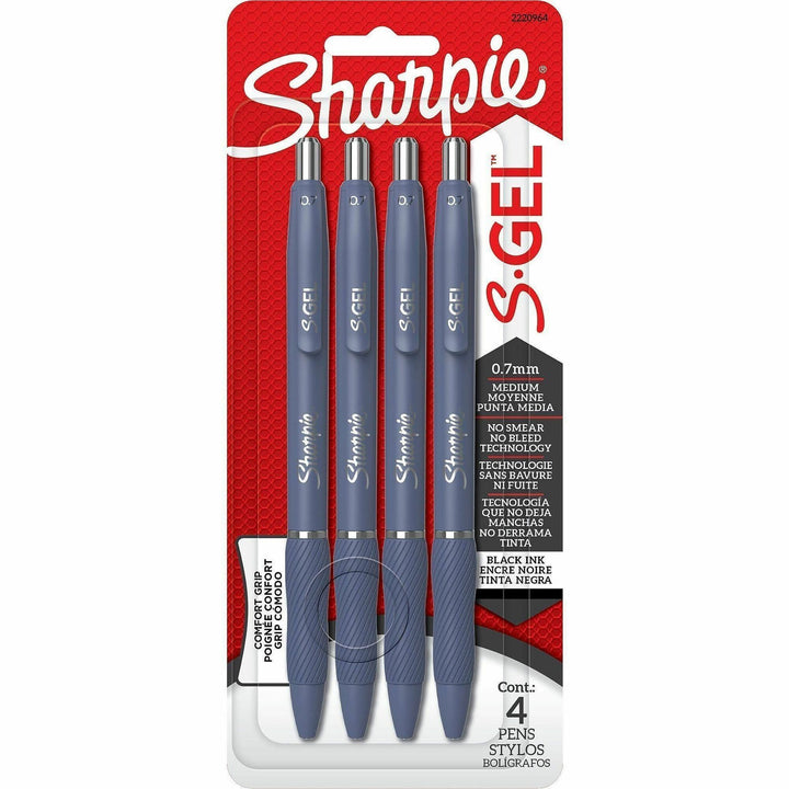 Image of Sharpie 2220964 S-Gel Gel Pen, 0.7 mm Pen Point, Retractable, Black Ink, Gel-based, Moonlit Midnight Barrel, Writing, 4 / Pack