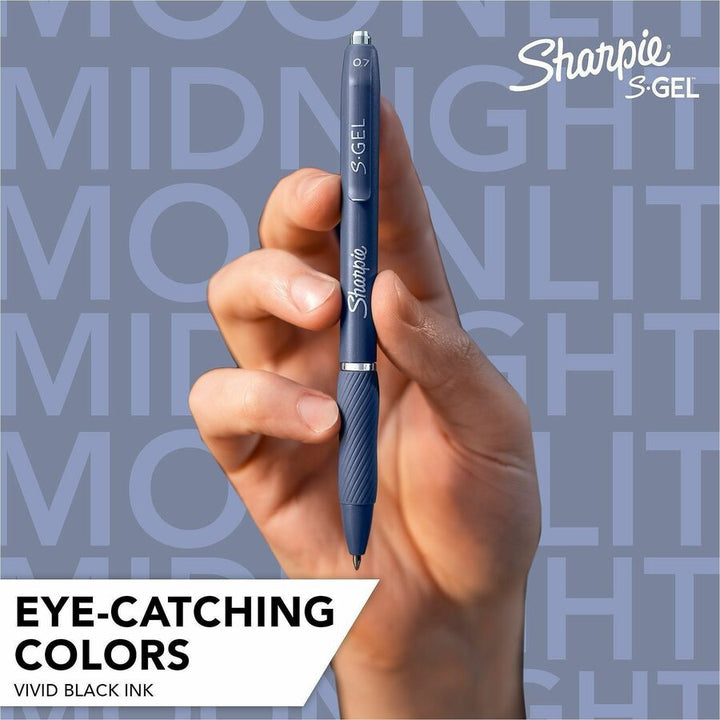 Image of Sharpie 2220964 S-Gel Gel Pen, 0.7 mm Pen Point, Retractable, Black Ink, Gel-based, Moonlit Midnight Barrel, Writing, 4 / Pack
