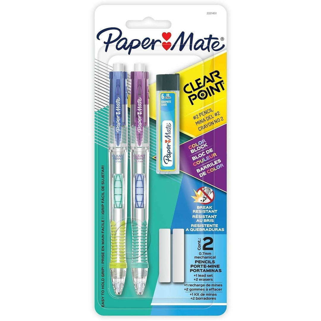 Image of Paper Mate 2221451 Clearpoint Mechanical Pencil, 0.7 mm Lead, 2 / Pack