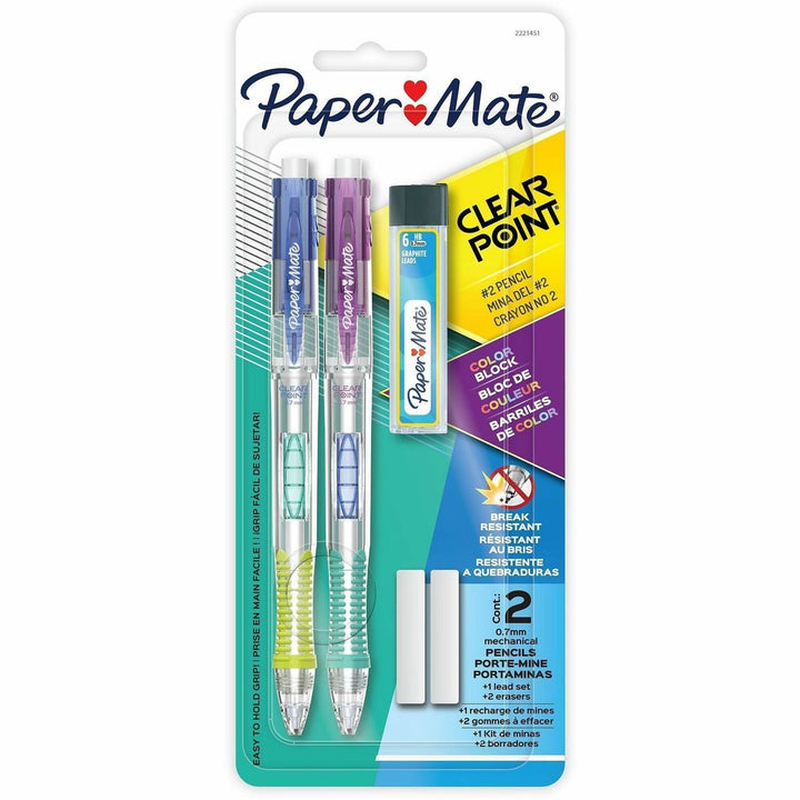 Image of Paper Mate 2221451 Clearpoint Mechanical Pencil, 0.7 mm Lead, 2 / Pack