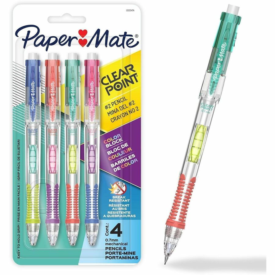 Image of Paper Mate 2223474 Clearpoint Mechanical Pencil, 0.7 mm Lead, 4 / Pack