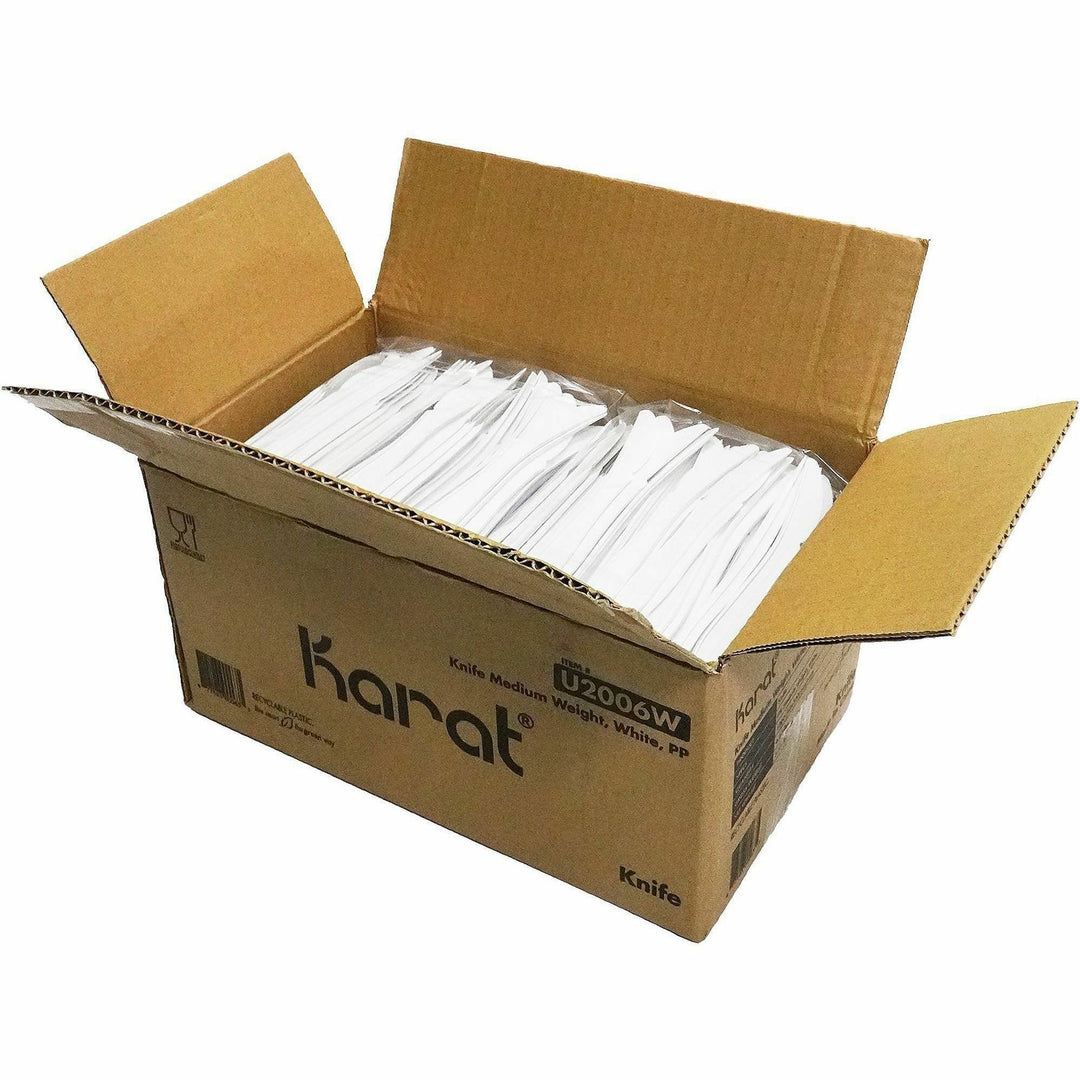 Image of Karat U2006W Knife Med-weight/White, Knife, Knife, Restaurant, Cafeteria, Polypropylene Plastic, White, 100/Box, 10 / Carton