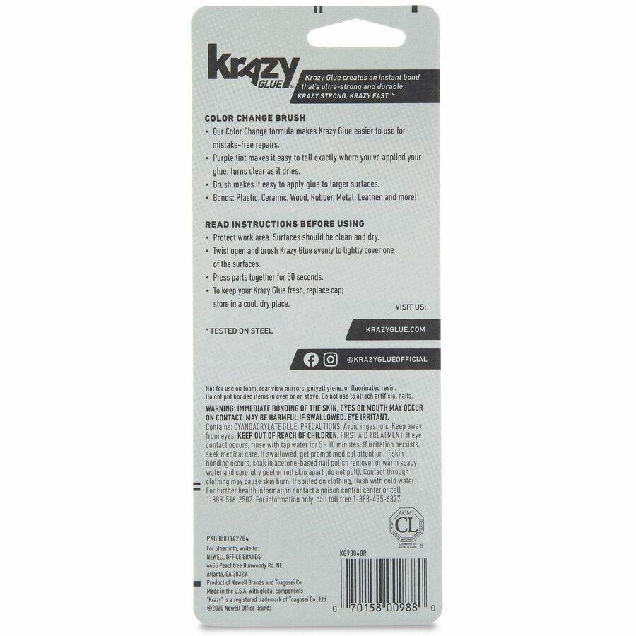 Image of Krazy Glue KG98848R Super Glue, 0.18 oz, Purple, 1 Each