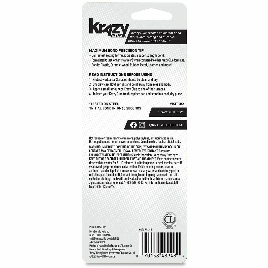 Image of Krazy Glue KG48948MR Max Bond Super Glue, 0.53 oz, 1 Each