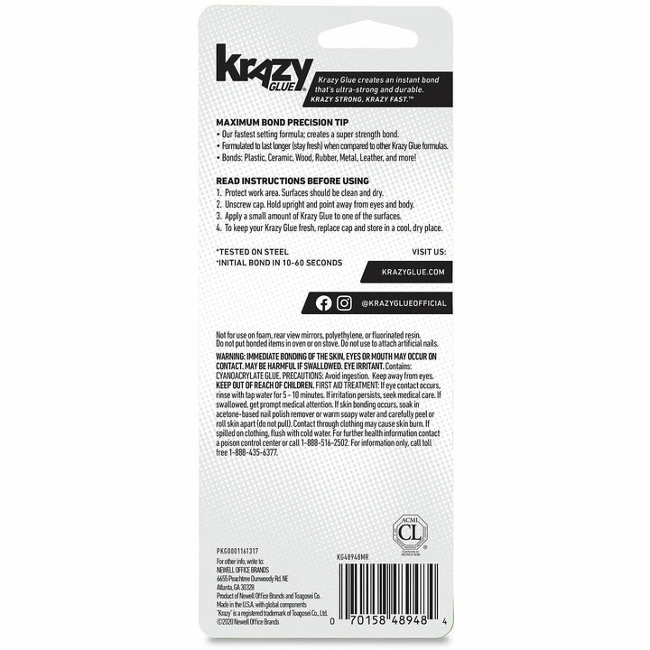 Image of Krazy Glue KG48948MR Max Bond Super Glue, 0.53 oz, 1 Each
