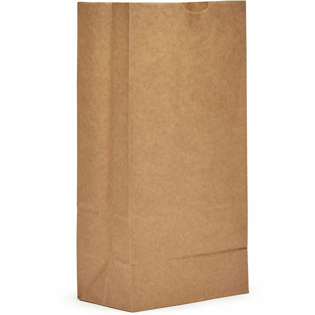 Image of AJM GB08NP5CES #8 Kraft Paper Grocery Bags, #8, Natural Kraft, Paper, Grocery, Supplies, Recycled, 500 / Carton