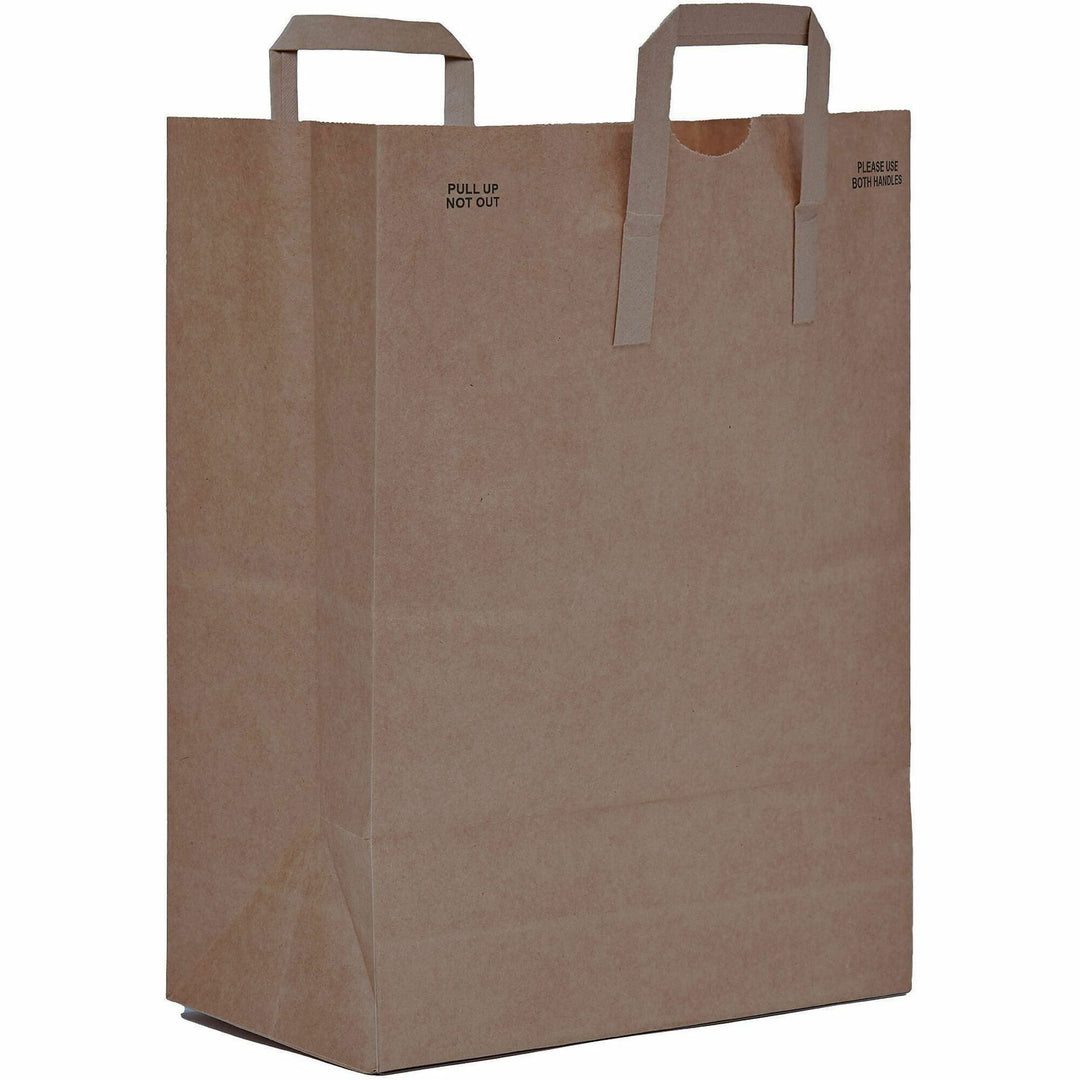 Image of AJM HS70NP3CES 1/6 BBL #70 Kraft Paper Grocery Sacks, #70, 6.72 gal Capacity, Natural Kraft, Paper, Foodservice, Grocery, Supplies, 300 / Carton