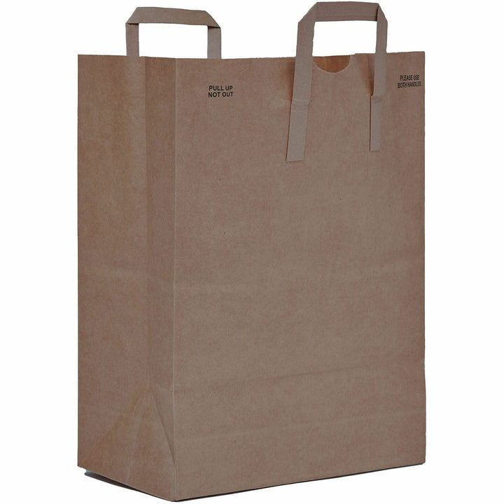 Image of AJM HS70NP3CES 1/6 BBL #70 Kraft Paper Grocery Sacks, #70, 6.72 gal Capacity, Natural Kraft, Paper, Foodservice, Grocery, Supplies, 300 / Carton