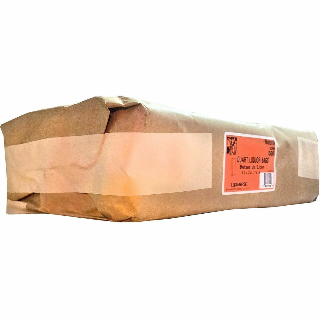 Image of AJM LQ35NP5CES Quart-Size Liquor Bags, Natural Kraft, Paper, Bottle, Supplies, Recycled, 500 / Carton