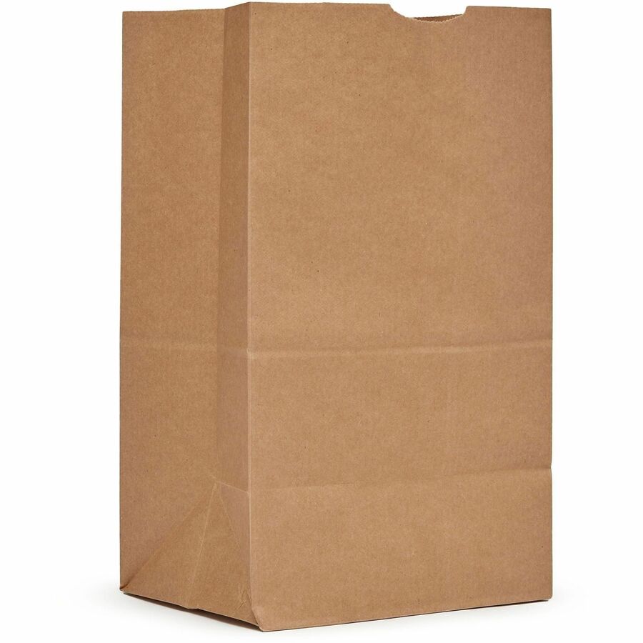 Image of AJM SQ40NP5C25ES #25 Squat Kraft Paper Grocery Bags, #25, 6.10" L x 8.25" Width, Natural Kraft, Paper, Grocery, Recycled, 500 / Carton