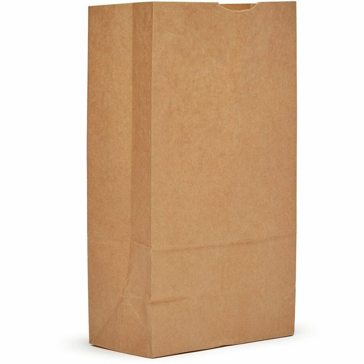 Image of AJM GBN112G5CHDE #12 Squat Heavy-Duty Kraft Paper Grocery Bags, #12, Natural Kraft, Paper, Grocery, Supplies, 500 / Carton