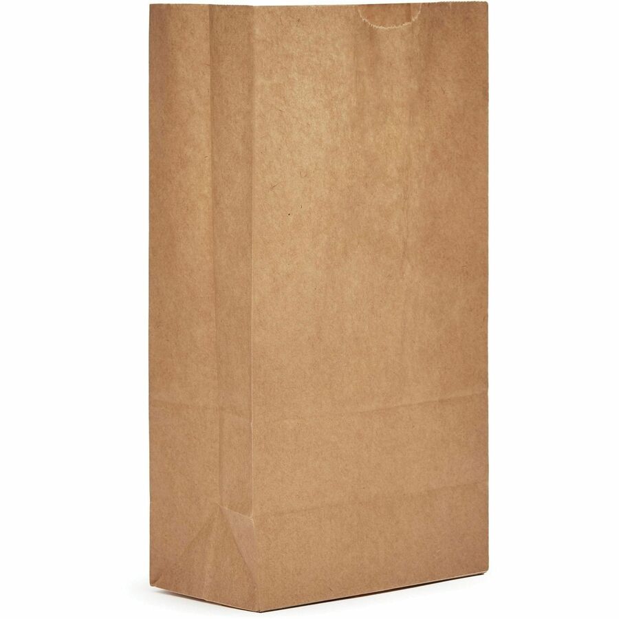 Image of AJM GB05NP5CES #5 Squat Kraft Paper Grocery Bags, #5, Natural Kraft, Paper, Grocery, Supplies, Recycled, 500 / Carton