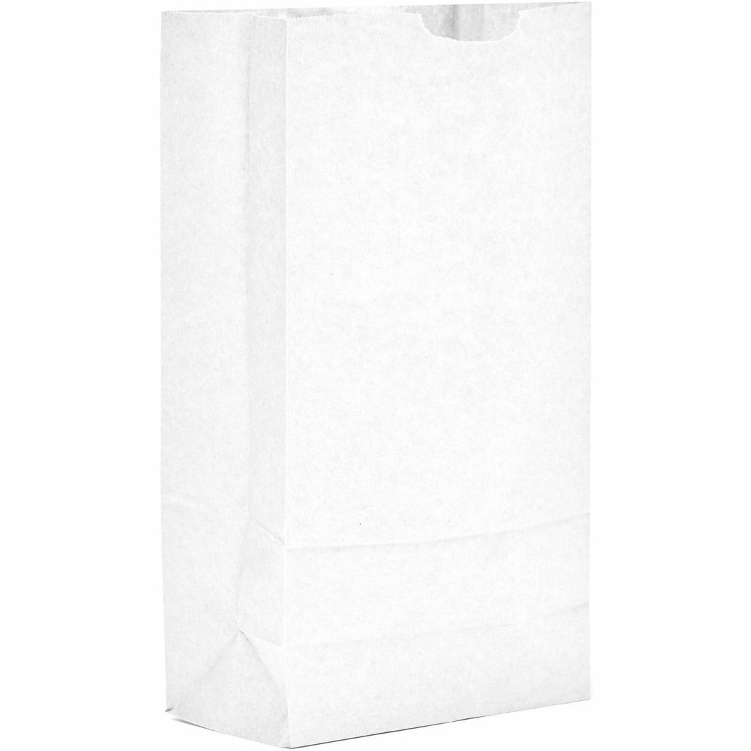 Image of AJM WB10NP5CES #10 White Paper Grocery Bags, #10, Bleached Kraft, Paper, Grocery, Supplies, 500 / Carton
