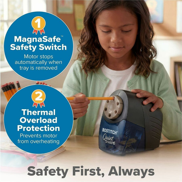 Image of Bostitch EPS10BLK Quiet Sharp 6 Electric Pencil Sharpener, 6 Hole(s), Black, 1 Each