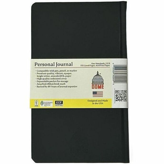 Image of Dome 30009 Personal Journal, 5 x 8 Inch Hardcover Black Lined Journal Notebook