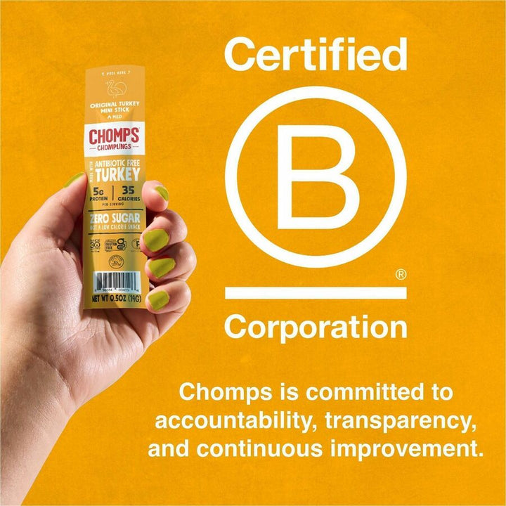 Image of CHOMPS LCTOTJ24 Chomplings Snack Sticks, Gluten-free, Original Turkey, 0.50 oz, 24 / Pack