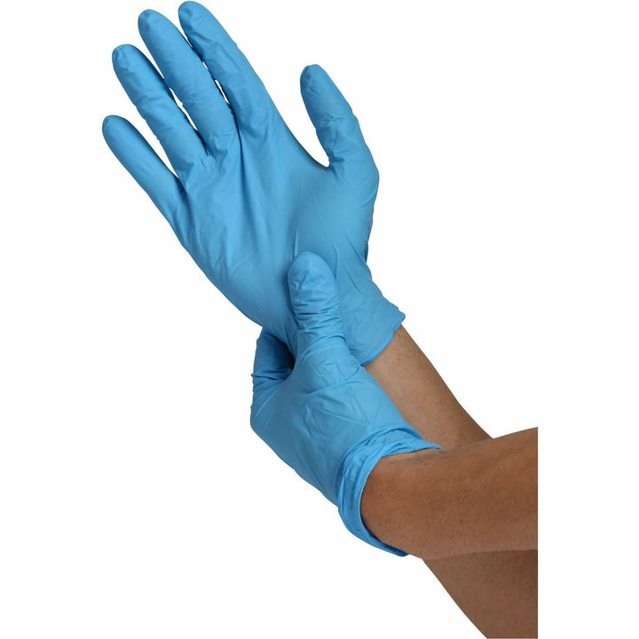 Image of Genuine Joe 15403 Powder-Free Nitrile Gloves, 3 mil Thickness, X-Large Size, Nitrile, Blue, Powder-free, Latex-free, Textured Fingertip, 100 / Box