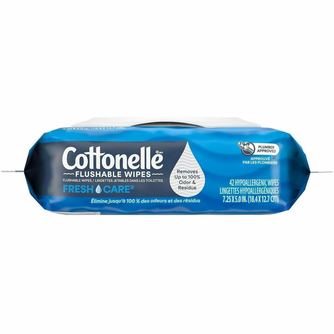 Image of Cottonelle FreshCare 44932CT Flushable Wipes, 3.75" W x 5.50" Length, CleaningRipples Texture, White, Fiber, 12 / Carton