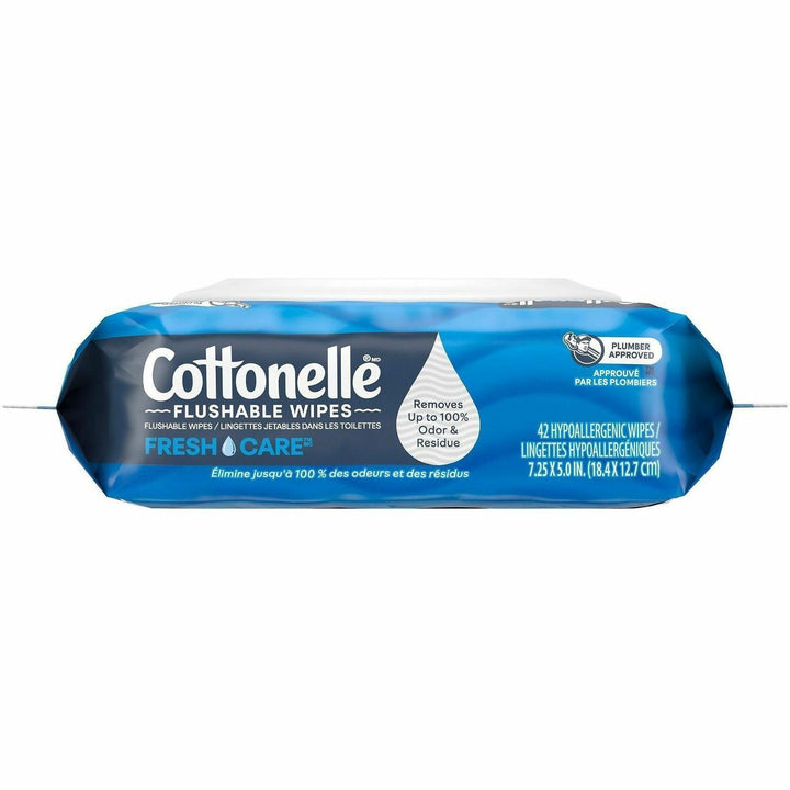Image of Cottonelle FreshCare 44932CT Flushable Wipes, 3.75" W x 5.50" Length, CleaningRipples Texture, White, Fiber, 12 / Carton