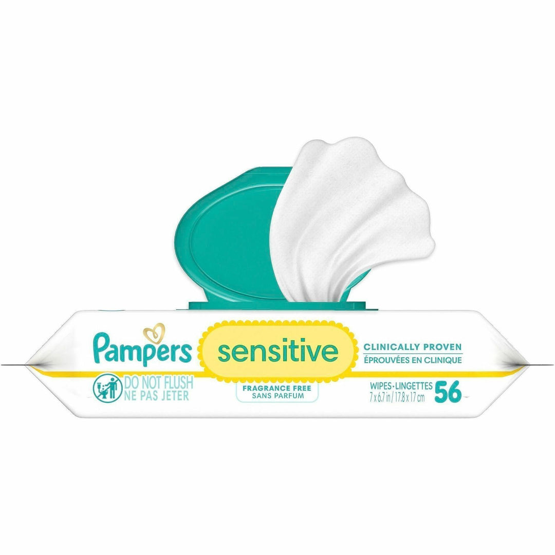 Image of Pampers 87076CT Baby Wipes Sensitive, Softgrip Texture, White, 8 / Carton