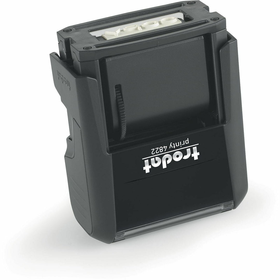 Image of Printy 211679 Compact 12-Message Stamp, Phrase or Date, 24" Impression Width x 4" Impression Length, Red, Office, Home, Recycled, 1 Each