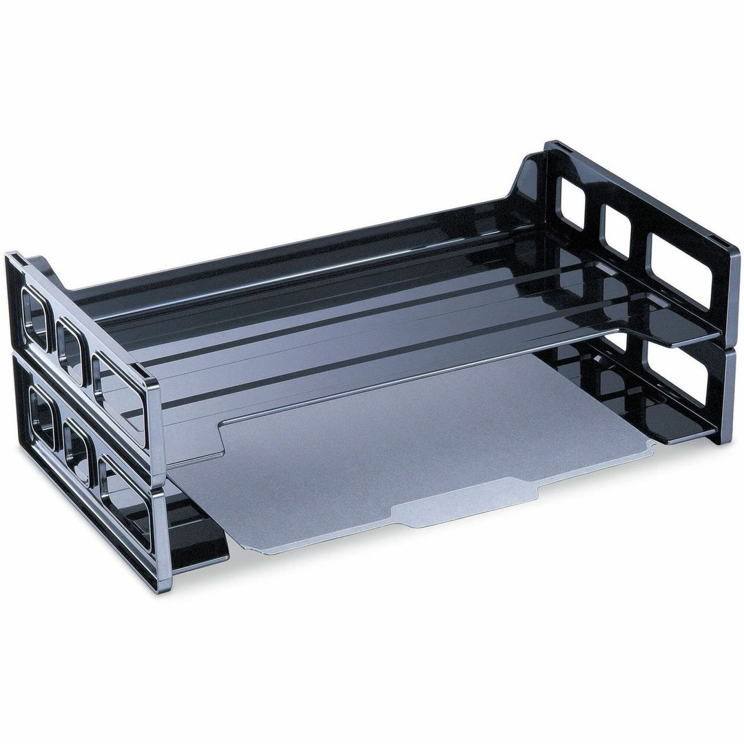 Image of Business Source 08101 Desk Tray, Desk, 30% Recycled, Black, 2 / Pack