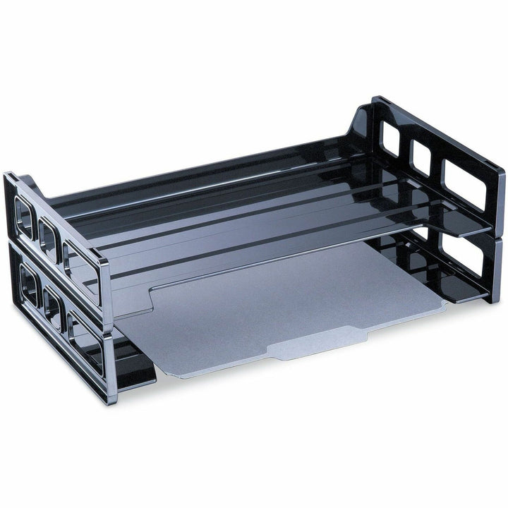 Image of Business Source 08101 Desk Tray, Desk, 30% Recycled, Black, 2 / Pack