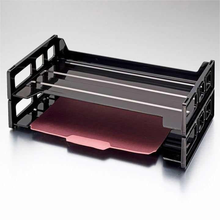 Image of Business Source 08101 Desk Tray, Desk, 30% Recycled, Black, 2 / Pack