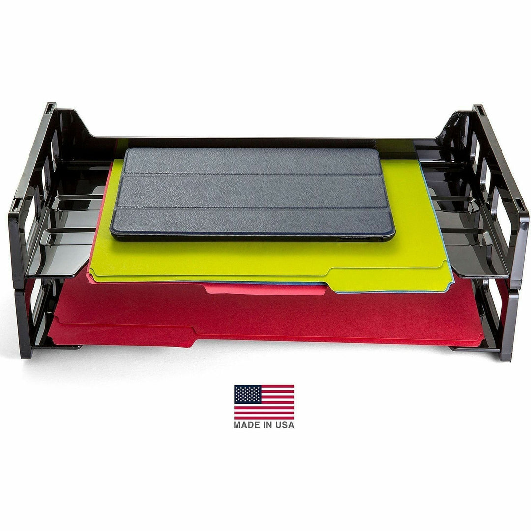 Image of Business Source 08101 Desk Tray, Desk, 30% Recycled, Black, 2 / Pack