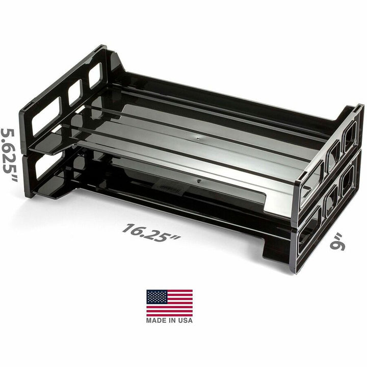 Image of Business Source 08101 Desk Tray, Desk, 30% Recycled, Black, 2 / Pack
