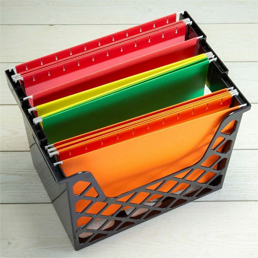 Image of Business Source 08123 Desktop File Organizer, Desktop, 30% Recycled, Black, 1 Each