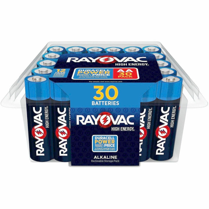 Image of Rayovac High Energy 81530PP Alkaline AA Batteries, For Flashlight, Mouse, Remote Control, AA, 30 / Pack