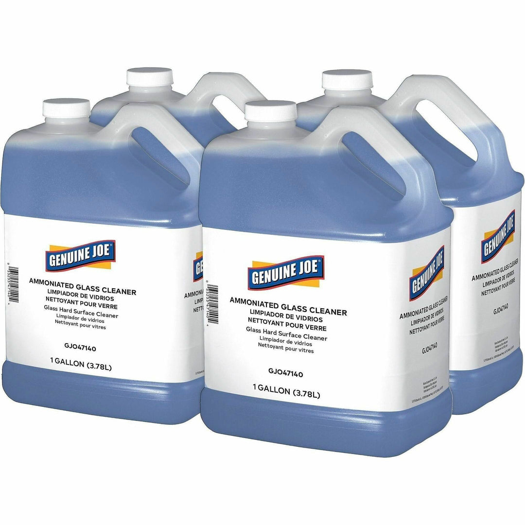 Image of Genuine Joe 47140 Ammoniated Glass Cleaner, For Glass, Concentrate, 128 fl oz (4 quart), White, 4 / Carton