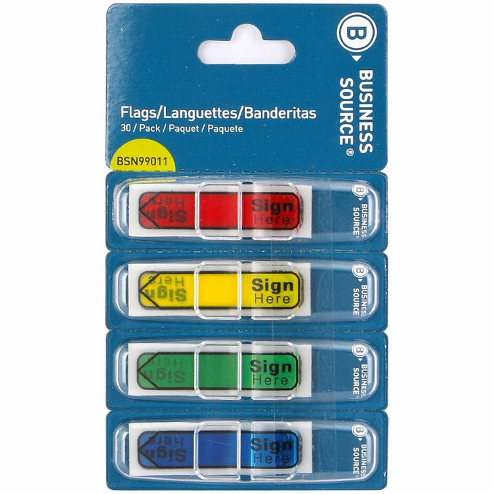 Image of Business Source 99011CT Flag, 1/2" Flag/Note Length, SIGN HERE, Multicolor, 48 / Carton