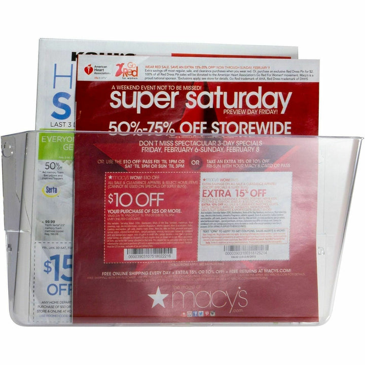 Image of Business Source 53692 Expandable Pocket File System, 7" H x 13" W x 4" Depth, Interlockable, Expandable, Clear, 1 Each