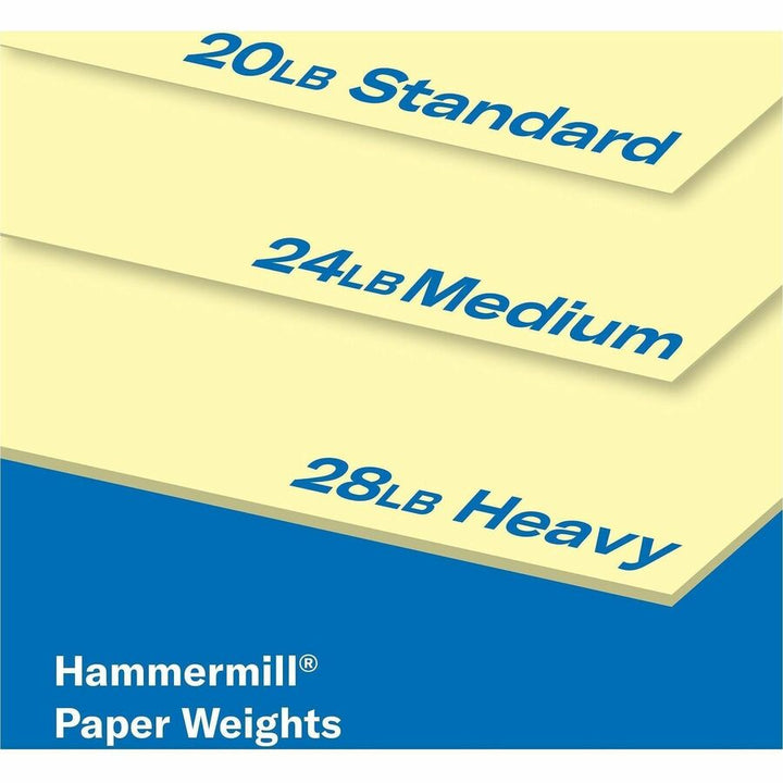 Image of Hammermill 104307CT 24lb Color Paper, Letter, 8 1/2" x 11", 24 lb Basis Weight, Jam-free, Eco-friendly, Canary, 500 Sheets per Ream, 10 / Carton