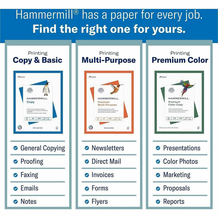 Image of Hammermill 104307CT 24lb Color Paper, Letter, 8 1/2" x 11", 24 lb Basis Weight, Jam-free, Eco-friendly, Canary, 500 Sheets per Ream, 10 / Carton
