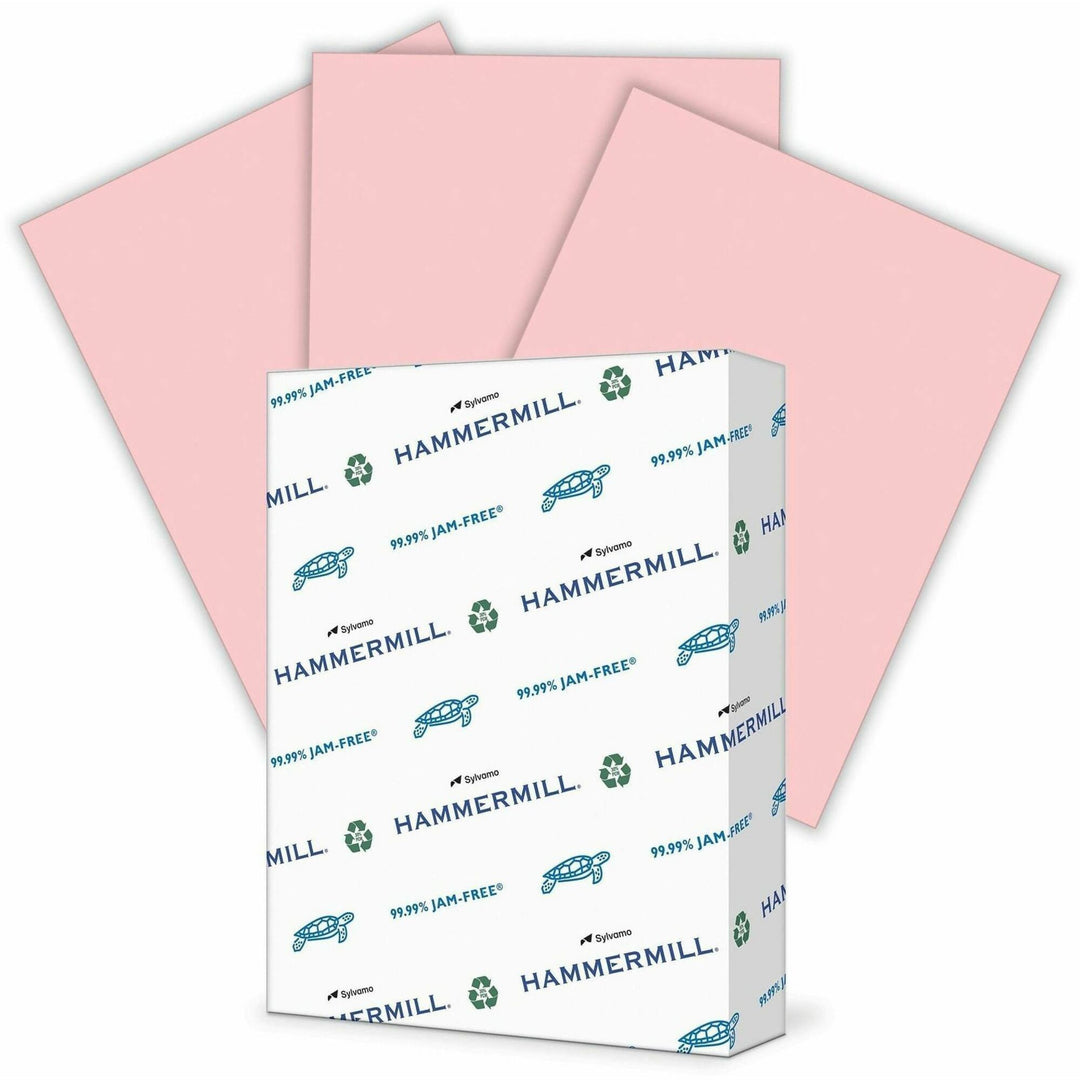 Image of Hammermill 104463CT 24lb Color Paper, Letter, 8 1/2" x 11", 24 lb Basis Weight, Jam-free, Eco-friendly, Pink, 500 Sheets per Ream, 10 / Carton