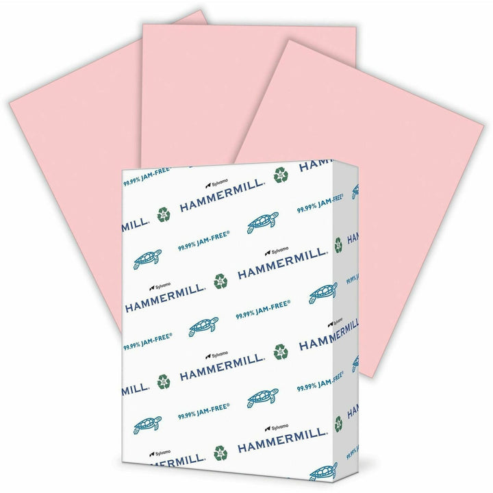 Image of Hammermill 104463CT 24lb Color Paper, Letter, 8 1/2" x 11", 24 lb Basis Weight, Jam-free, Eco-friendly, Pink, 500 Sheets per Ream, 10 / Carton